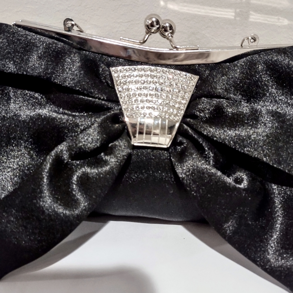 Black satin purse